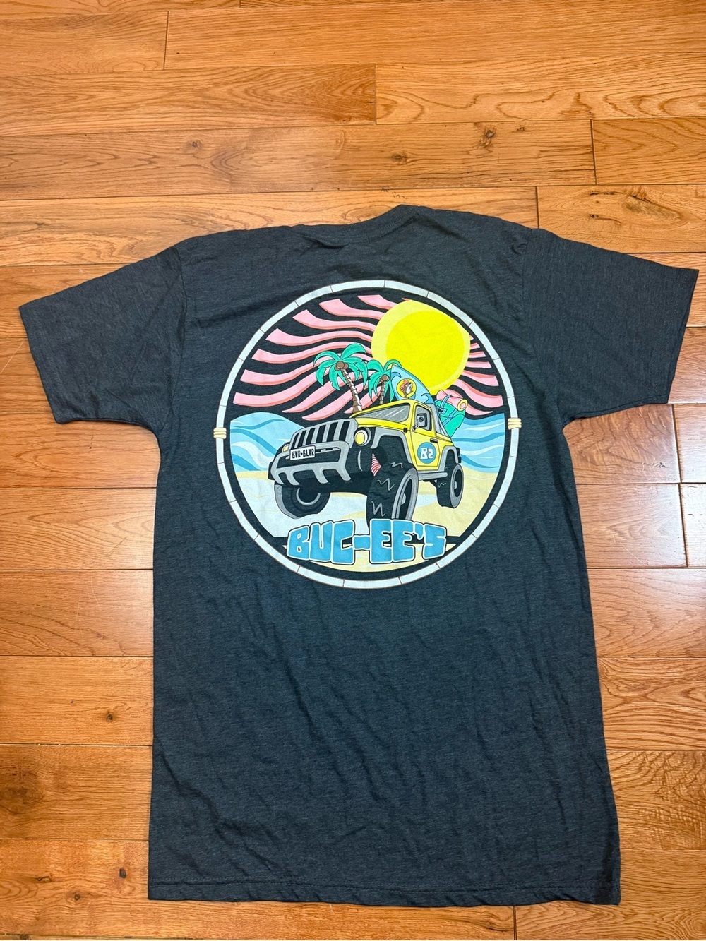 BUC-EE’S Unisex Adult Gray Jeep Print Short Sleeve Tee
